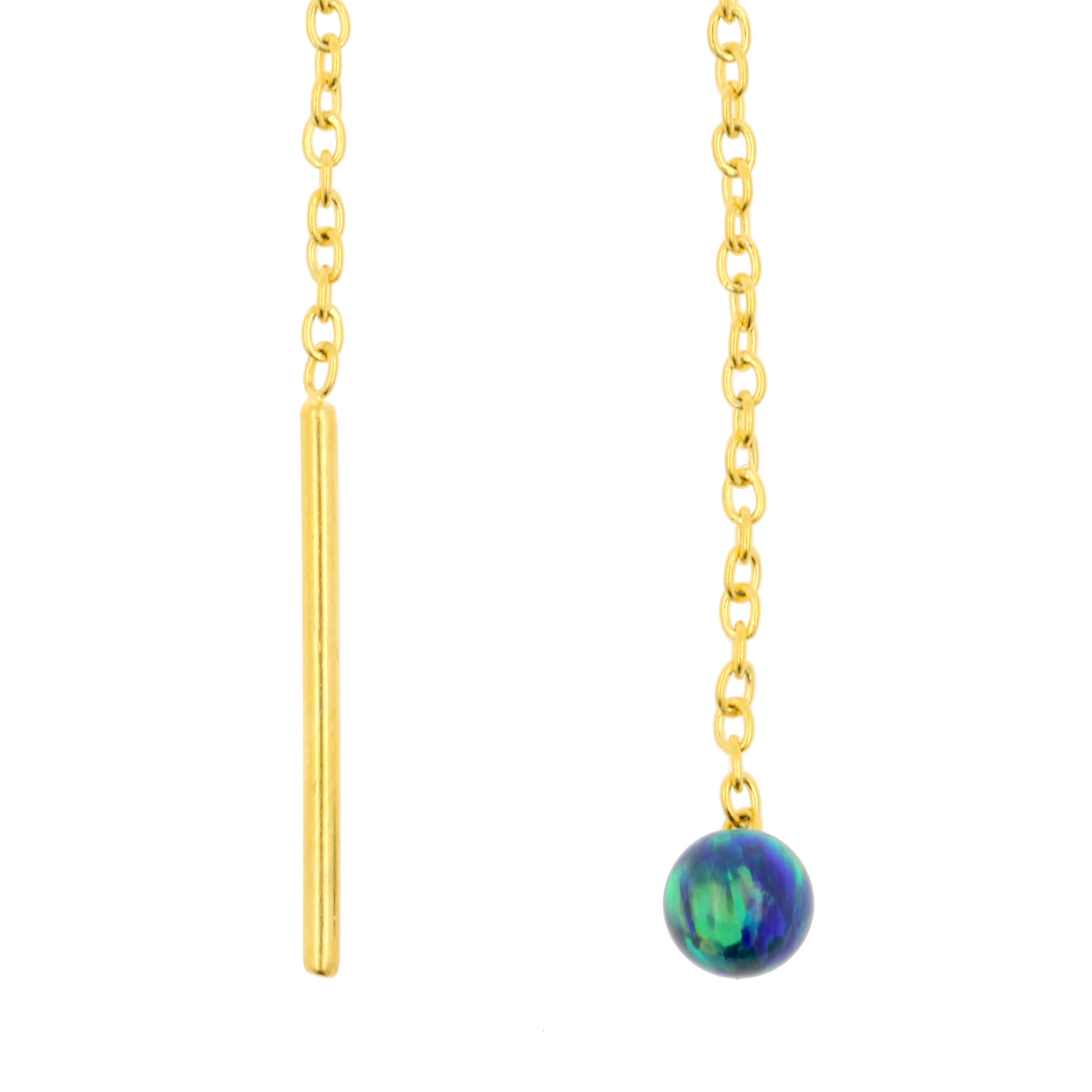 Chirurgisch Stalen Oor Threader Opaal Bal Black Opal