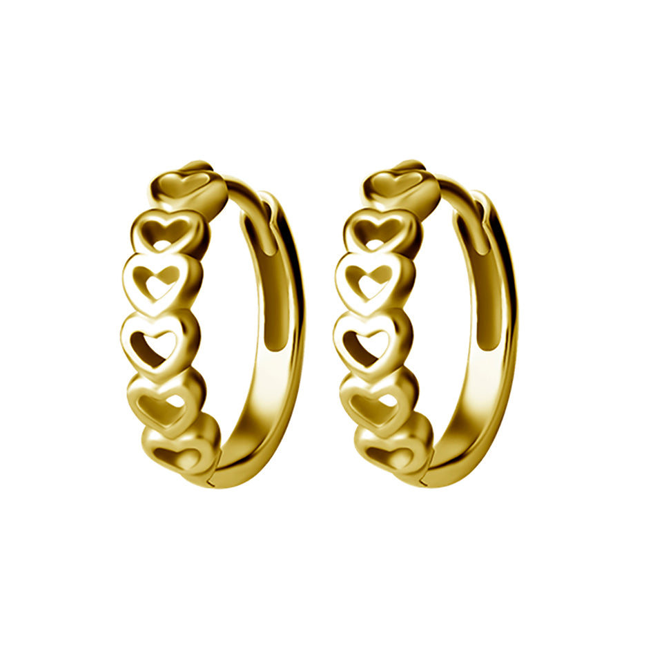 Click Hoop Oorbellen - Hearts Goud