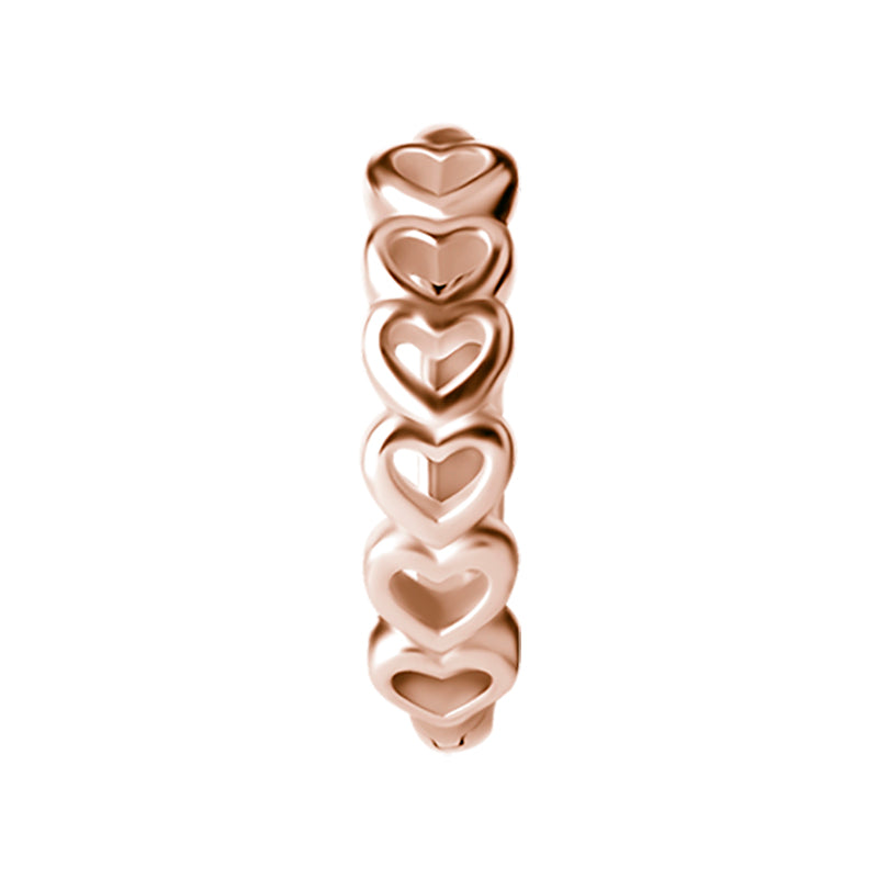 Surgical Steel Click Hoop Earrings - Hearts Rose Gold