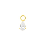 Nickelfreier Edelstahl-Click-Ring-Anhänger – Zirkonia-Tropfen Gold