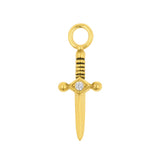 Nickel-Free Stainless Steel Click Ring Charm - Small Dagger - Gold