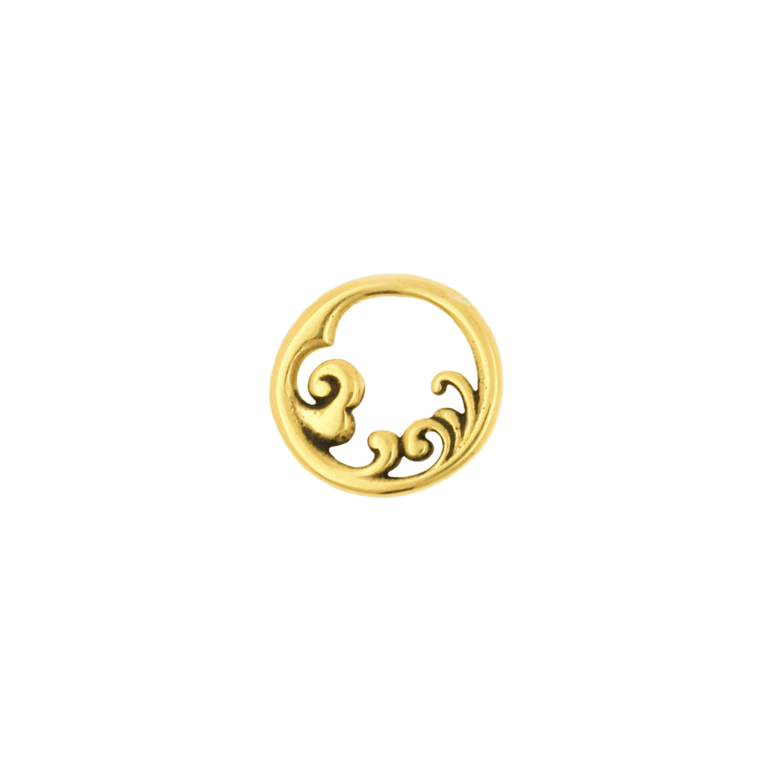 Nickel-Free Stainless Steel Click Ring Charm - Leafy Vine - Gold