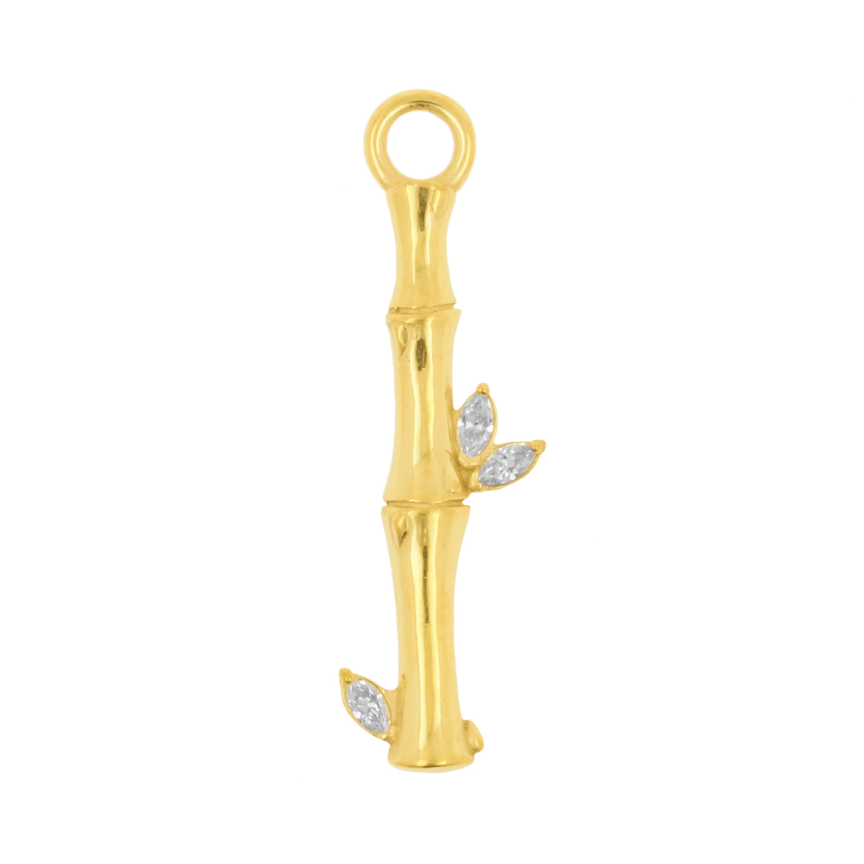 Nikkelvrij Stalen Click Ring Bedel - Zirkonia Bamboo - Goud