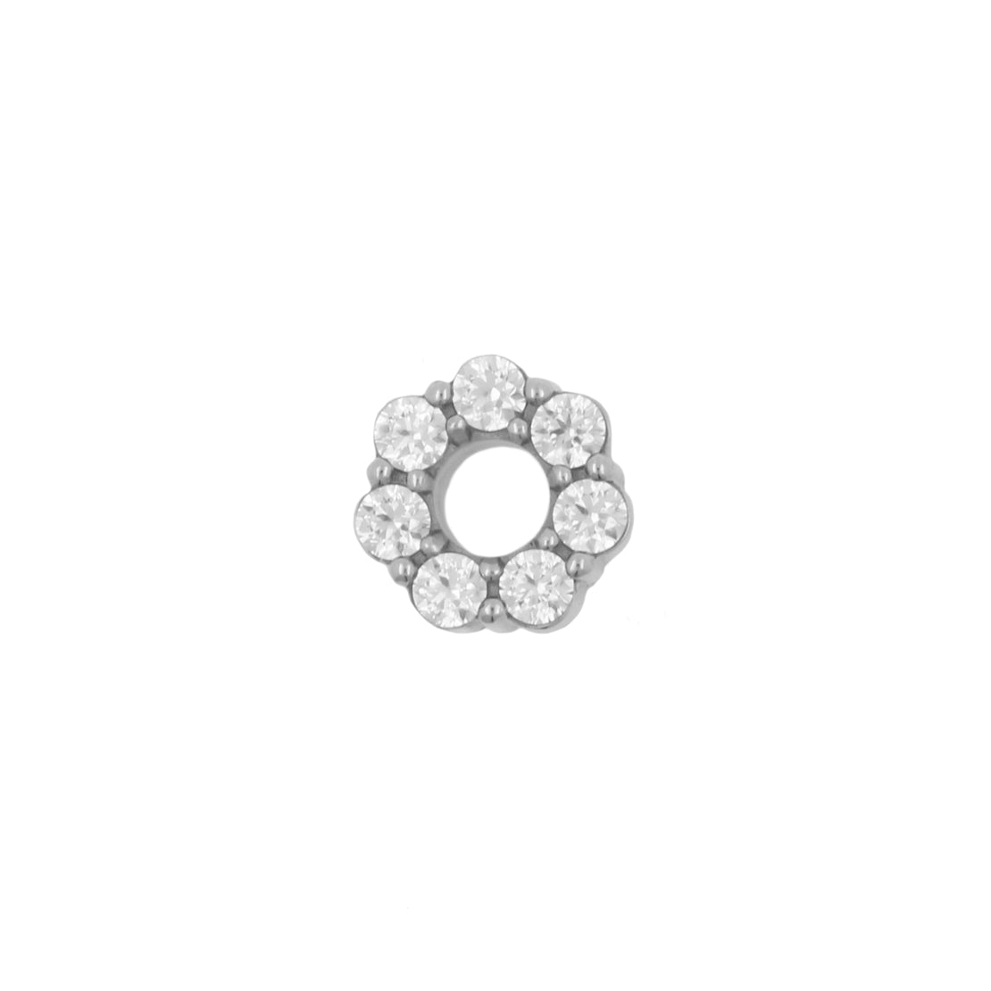Nickel-Free Stainless Steel Click Ring Charm - Zirconia Donut - Silver