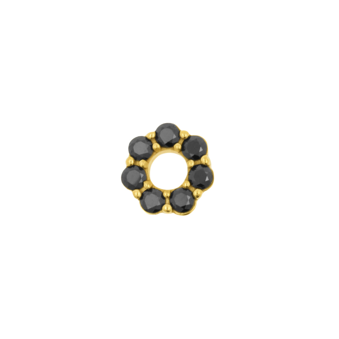 Nikkelvrij Stalen Click Ring Bedel - Zirkonia Donut - Goud