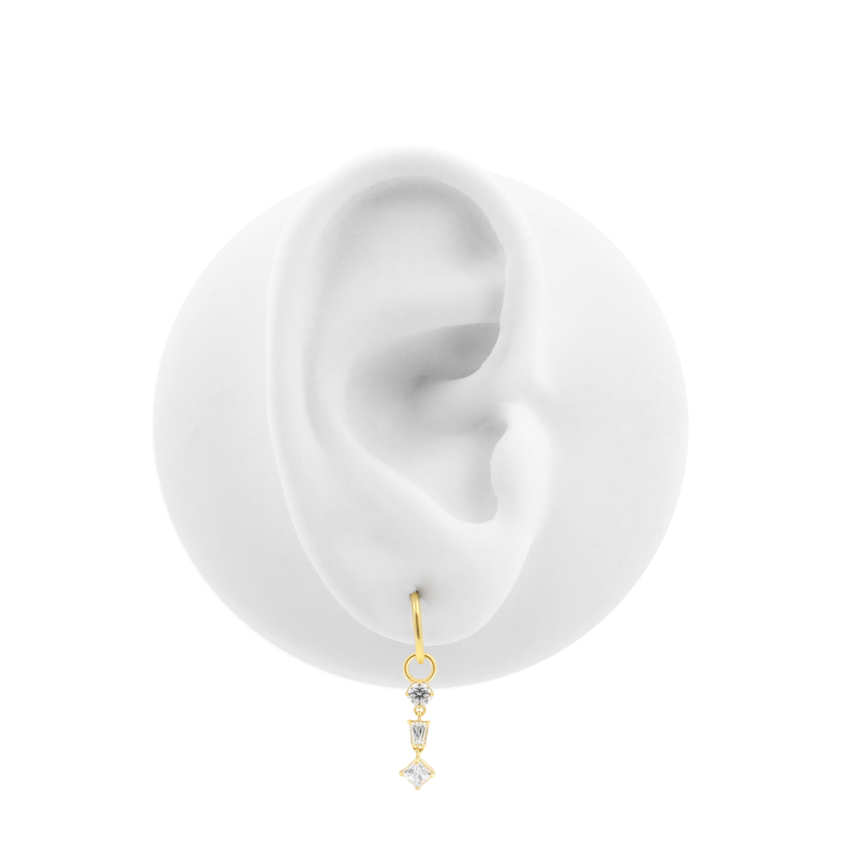 Nikkelvrij Stalen Click Ring Bedel - Zirkonia Dangle - Goud