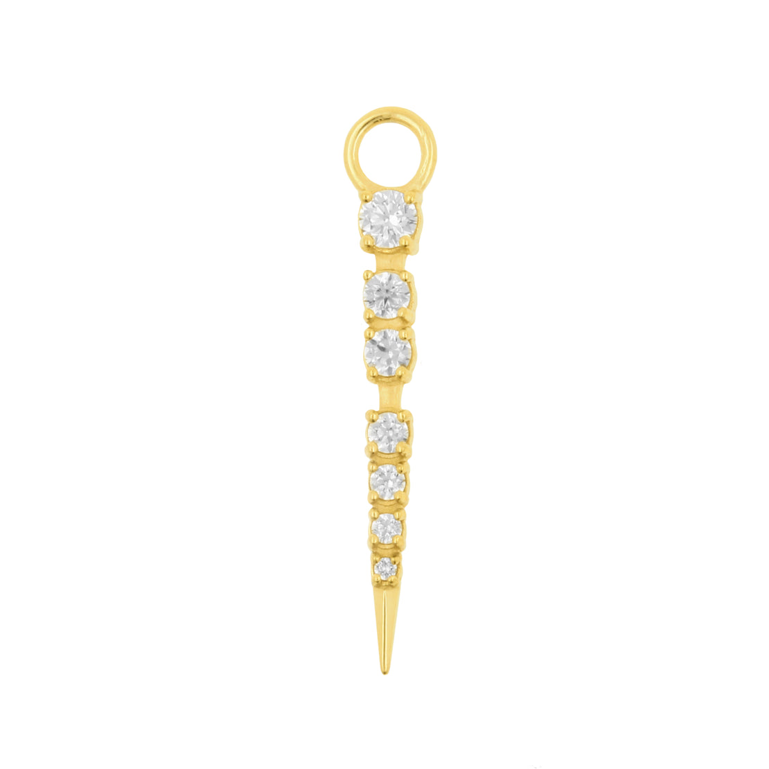 Nickel-Free Stainless Steel Click Ring Charm - Zirconia Pendulum - Gold