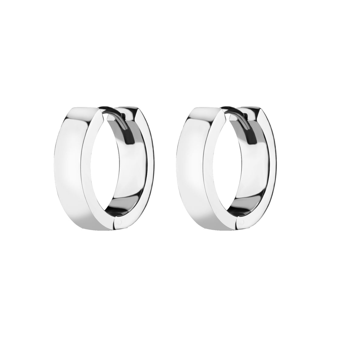 Nikkelvrij Stalen Click Hoop Oorbellen - Flat- 4 mm breed Zilver