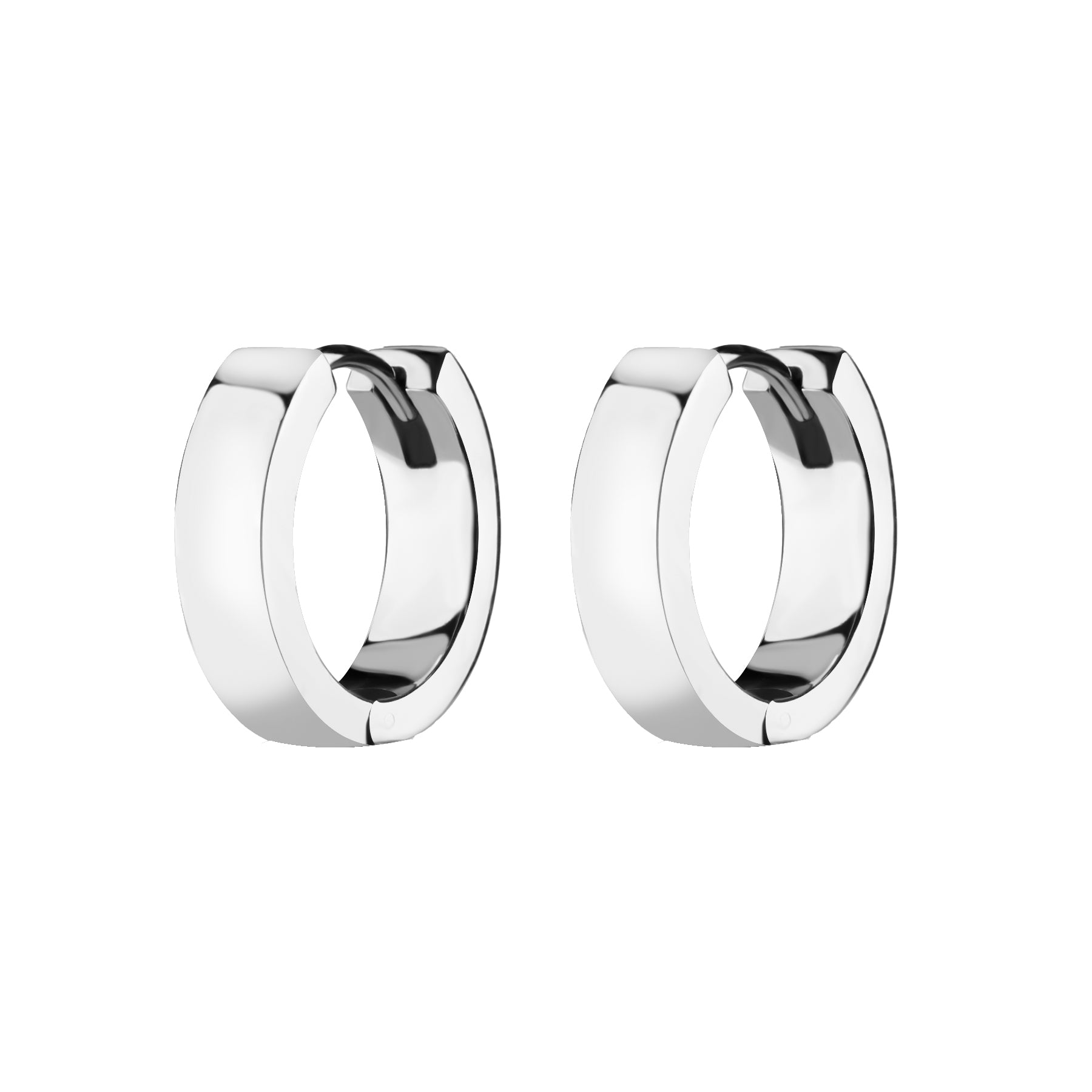 Nikkelvrij Stalen Click Hoop Oorbellen - Flat- 4 mm breed Zilver