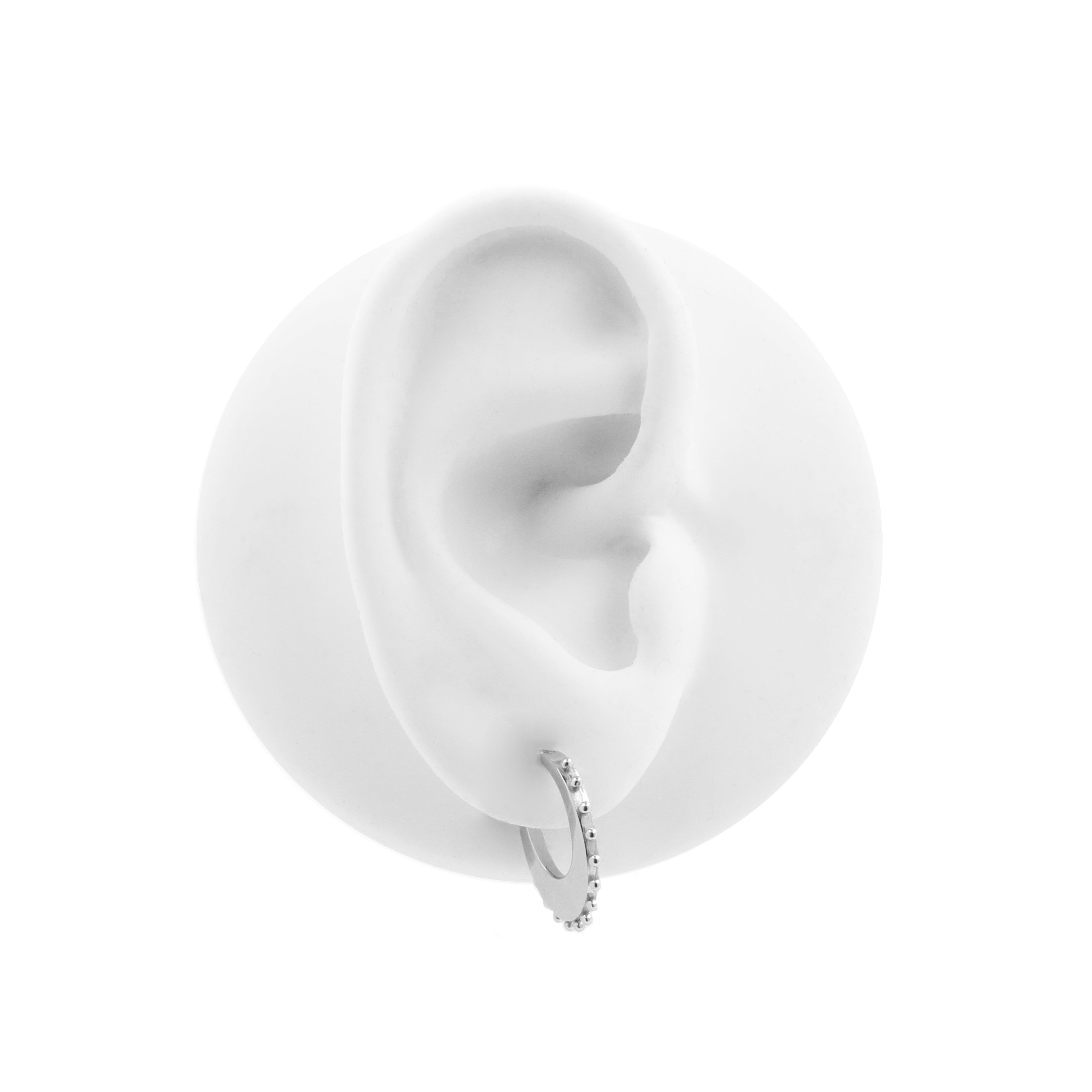 Nikkelvrij Stalen Click Hoop Oorbellen - Dotted Moon Zilver