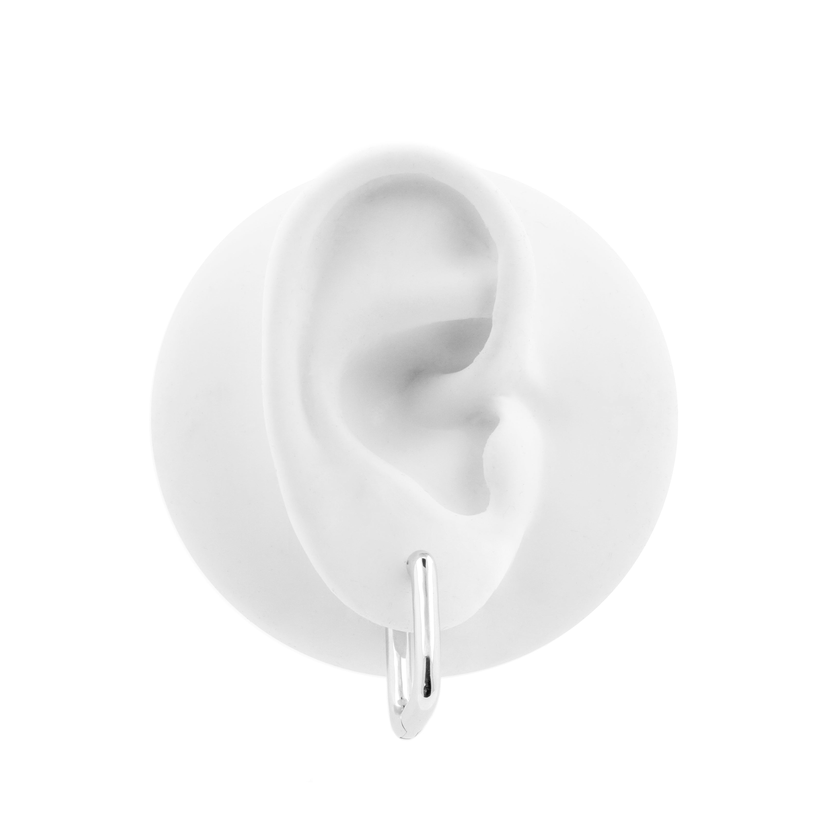 Nikkelvrij Stalen Click Hoop Oorbellen - Squared Dangle Zilver