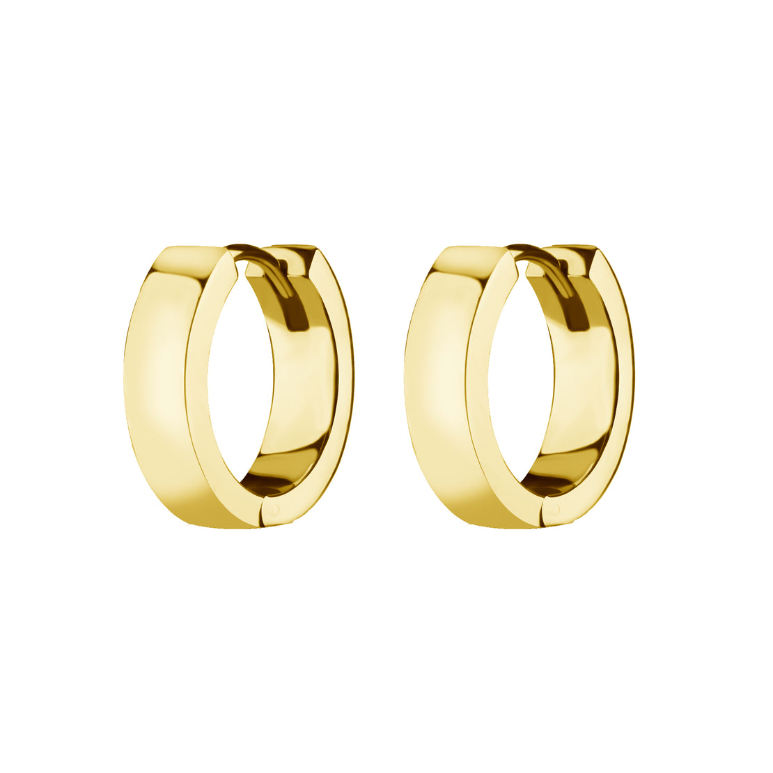 Nikkelvrij Stalen Click Hoop Oorbellen - Flat- 4 mm breed Goud