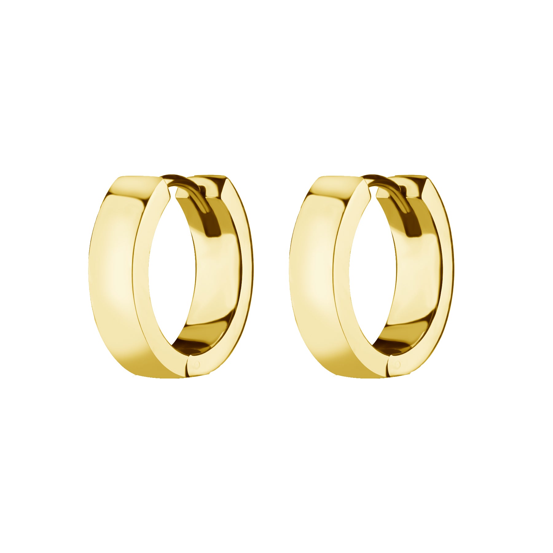 Nikkelvrij Stalen Click Hoop Oorbellen - Flat- 4 mm breed Goud
