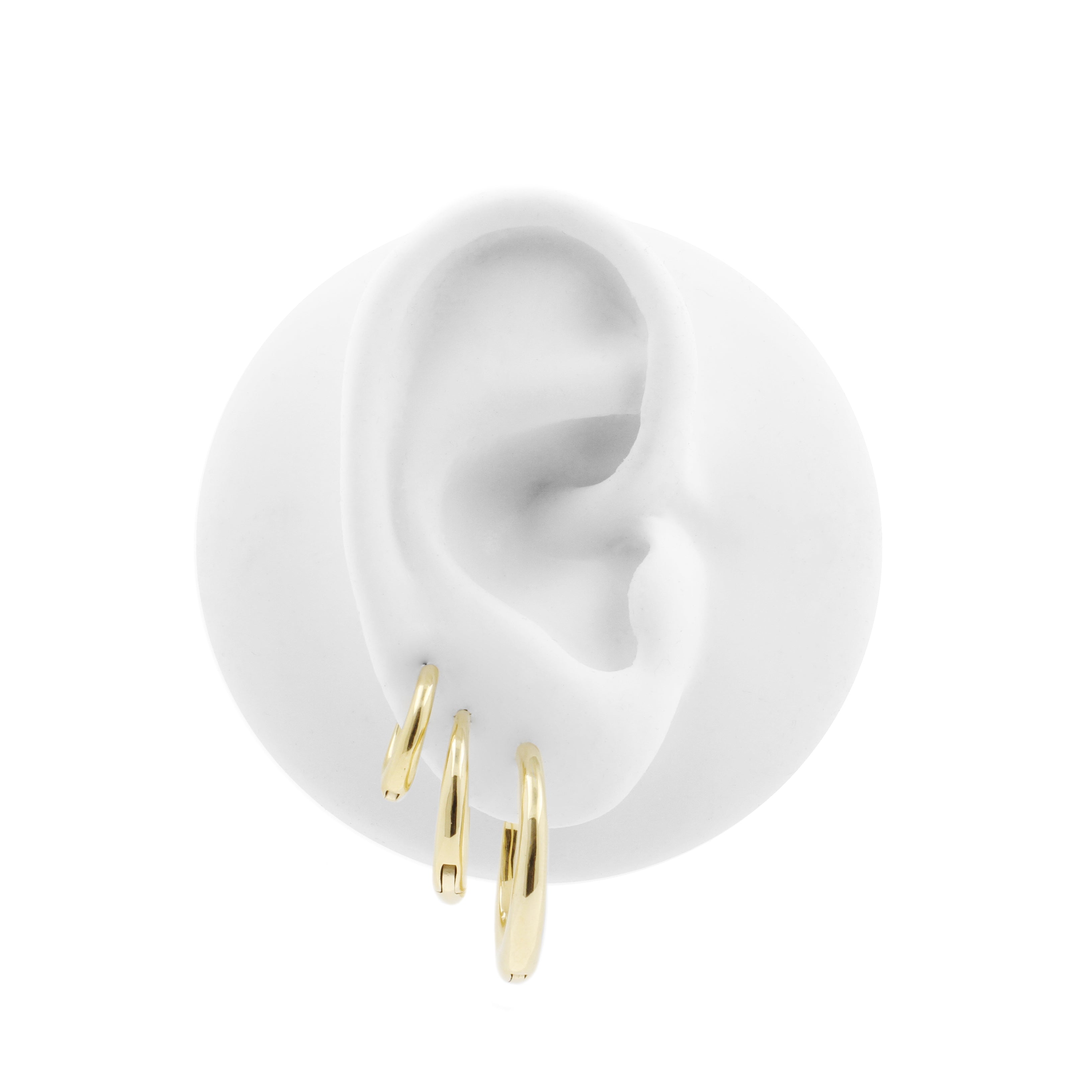 Nickel-free Steel Click Hoop Earrings - Gold