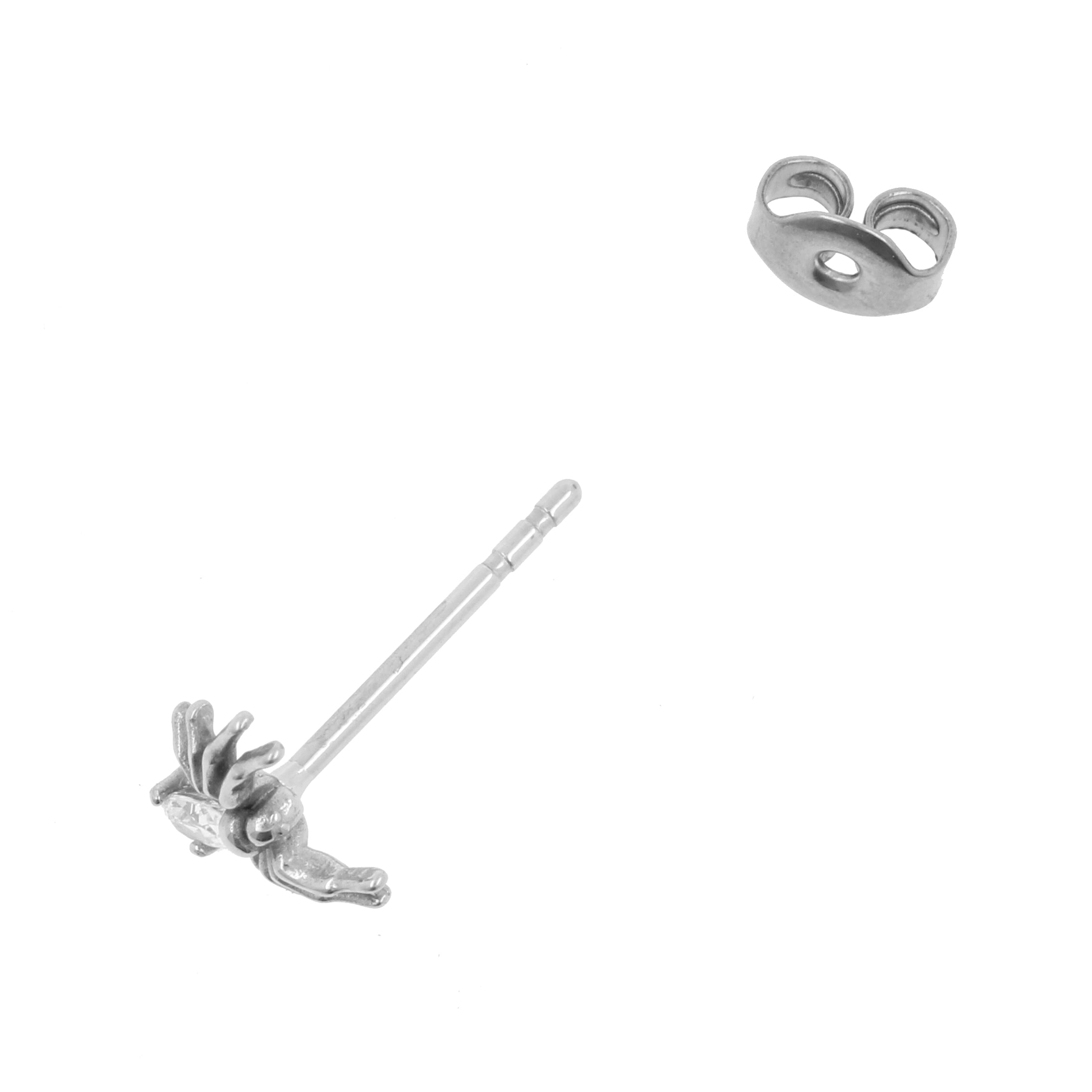 Chirurgisch Stalen Oorstekers - Zirkonia Spider Zilver