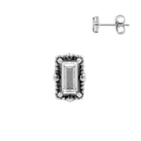 Chirurgische Edelstahl-Ohrstecker – Vintage Rechteck Silber