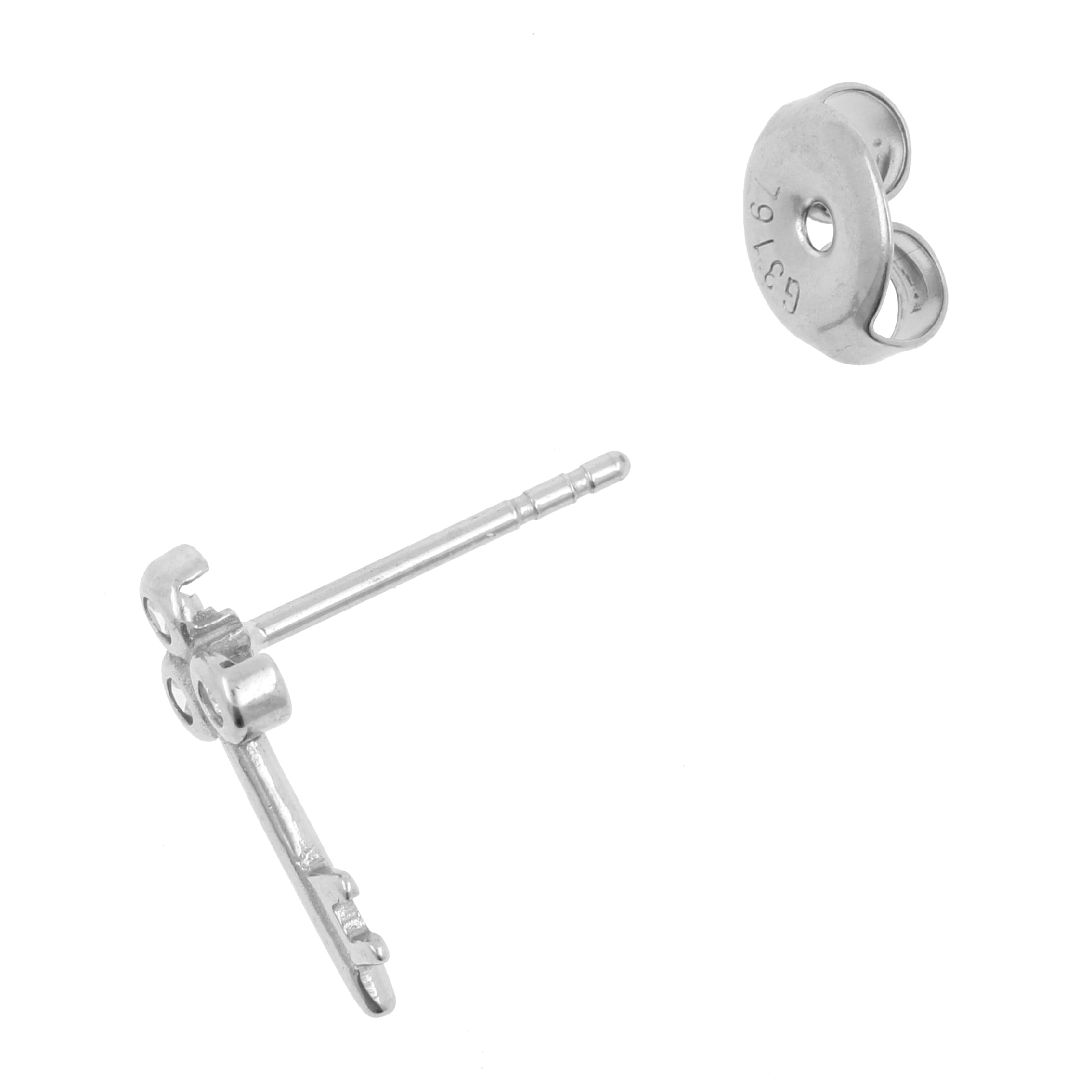 Chirurgisch Stalen Oorstekers - Zirkonia Key Zilver