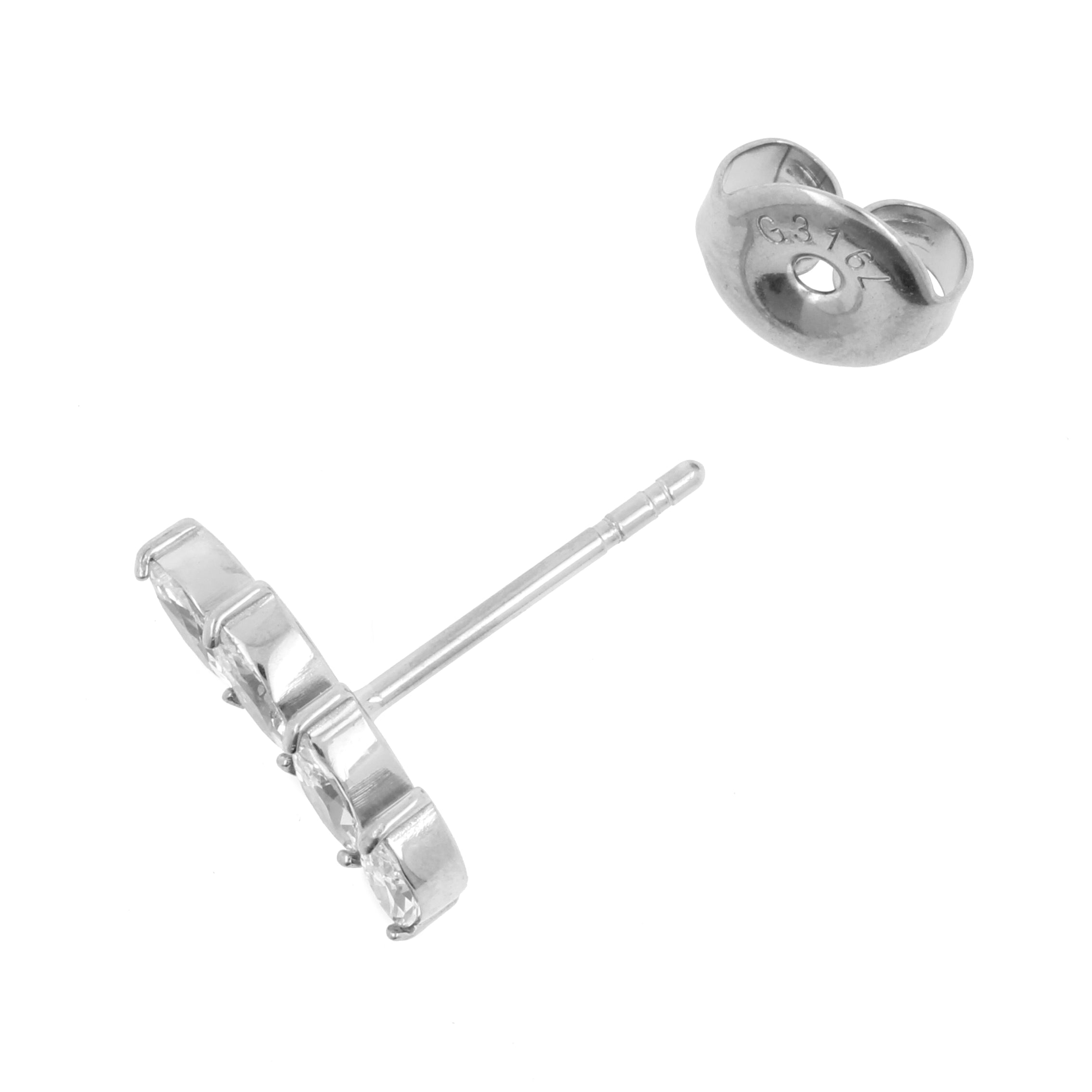 Chirurgisch Stalen Oorstekers - Zirkonia Wing Zilver