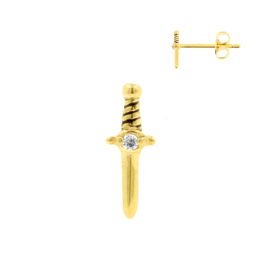 Chirurgisch Stalen Oorstekers - Zirkonia Dagger Goud
