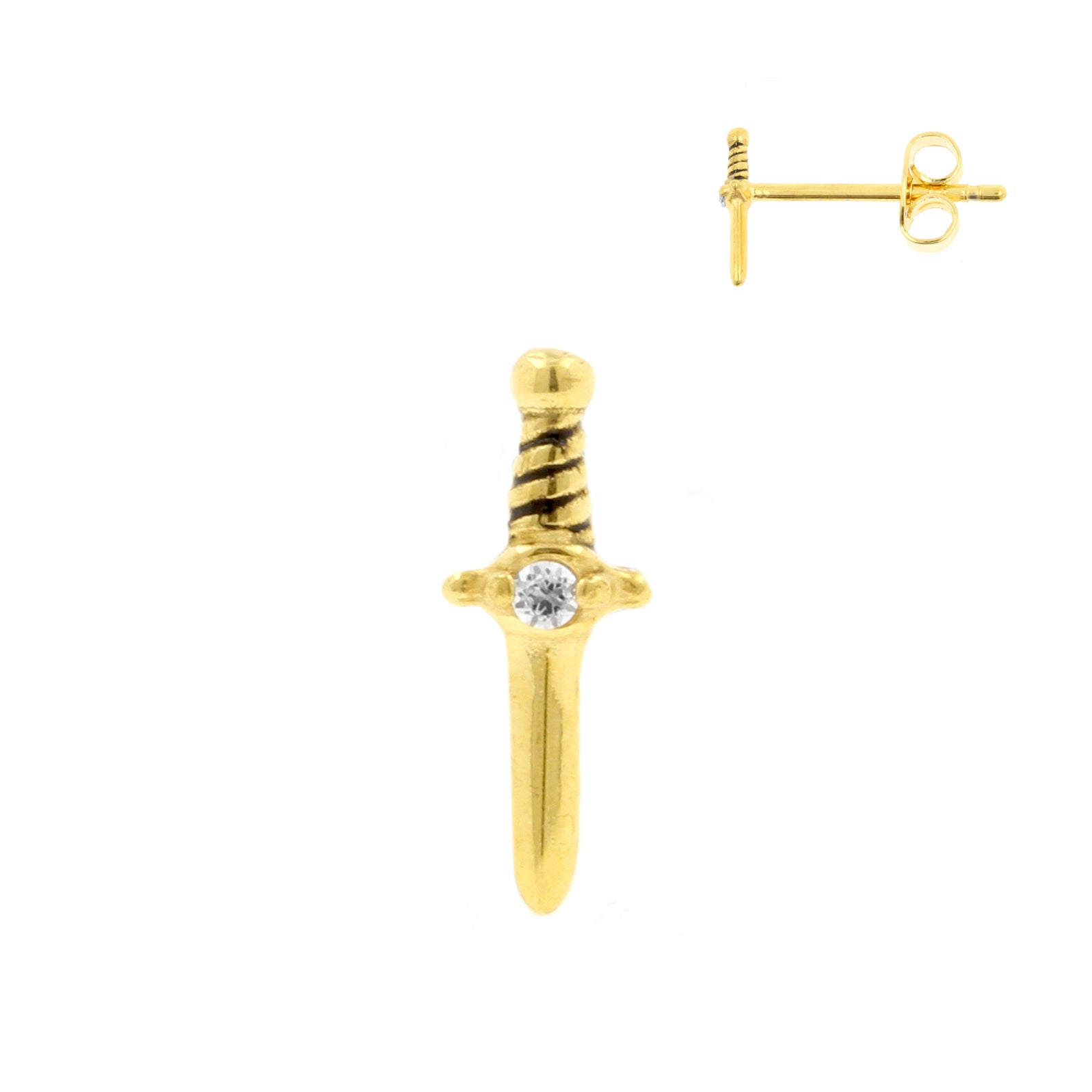 Chirurgisch Stalen Oorstekers - Zirkonia Dagger Goud