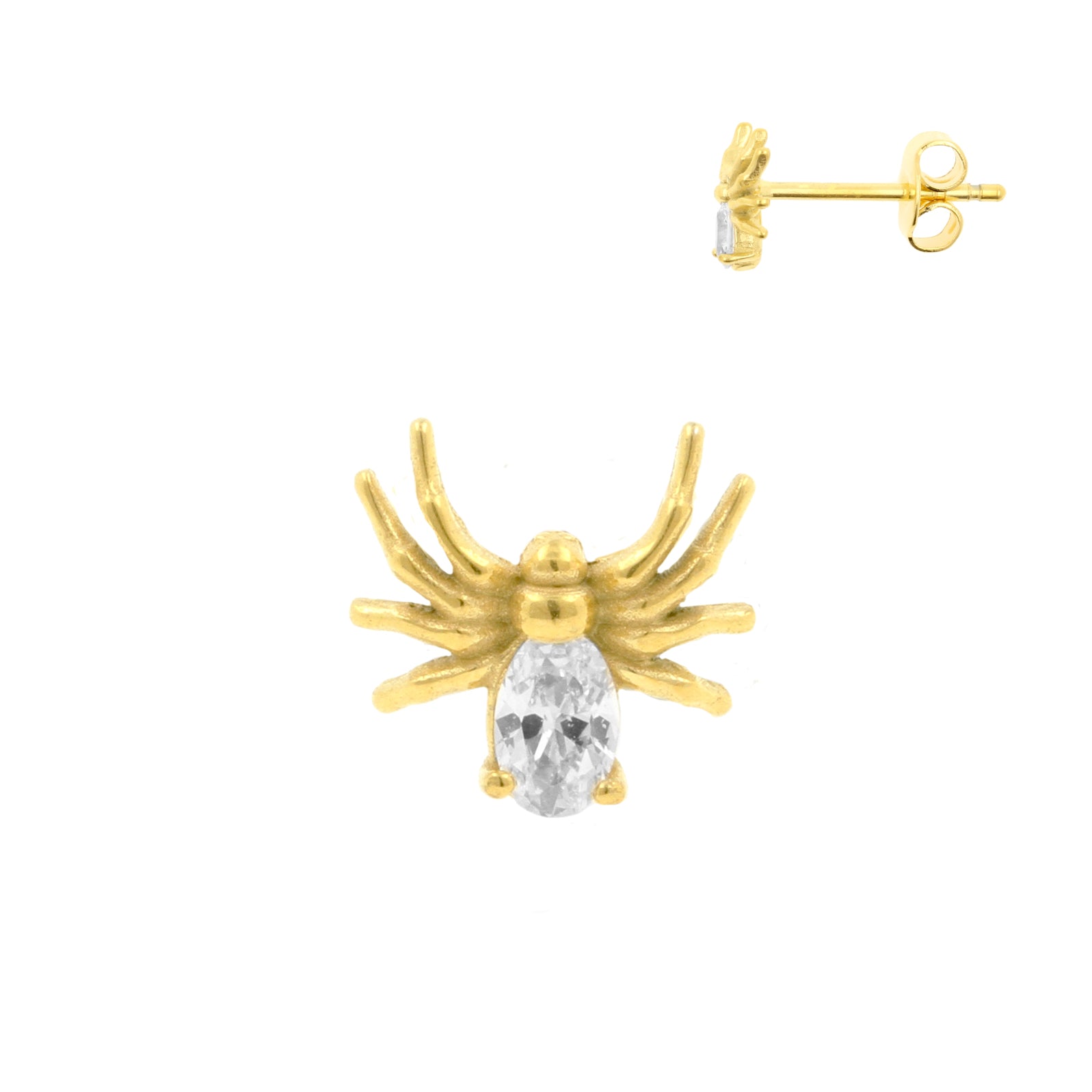 Chirurgisch Stalen Oorstekers - Zirkonia Spider Goud