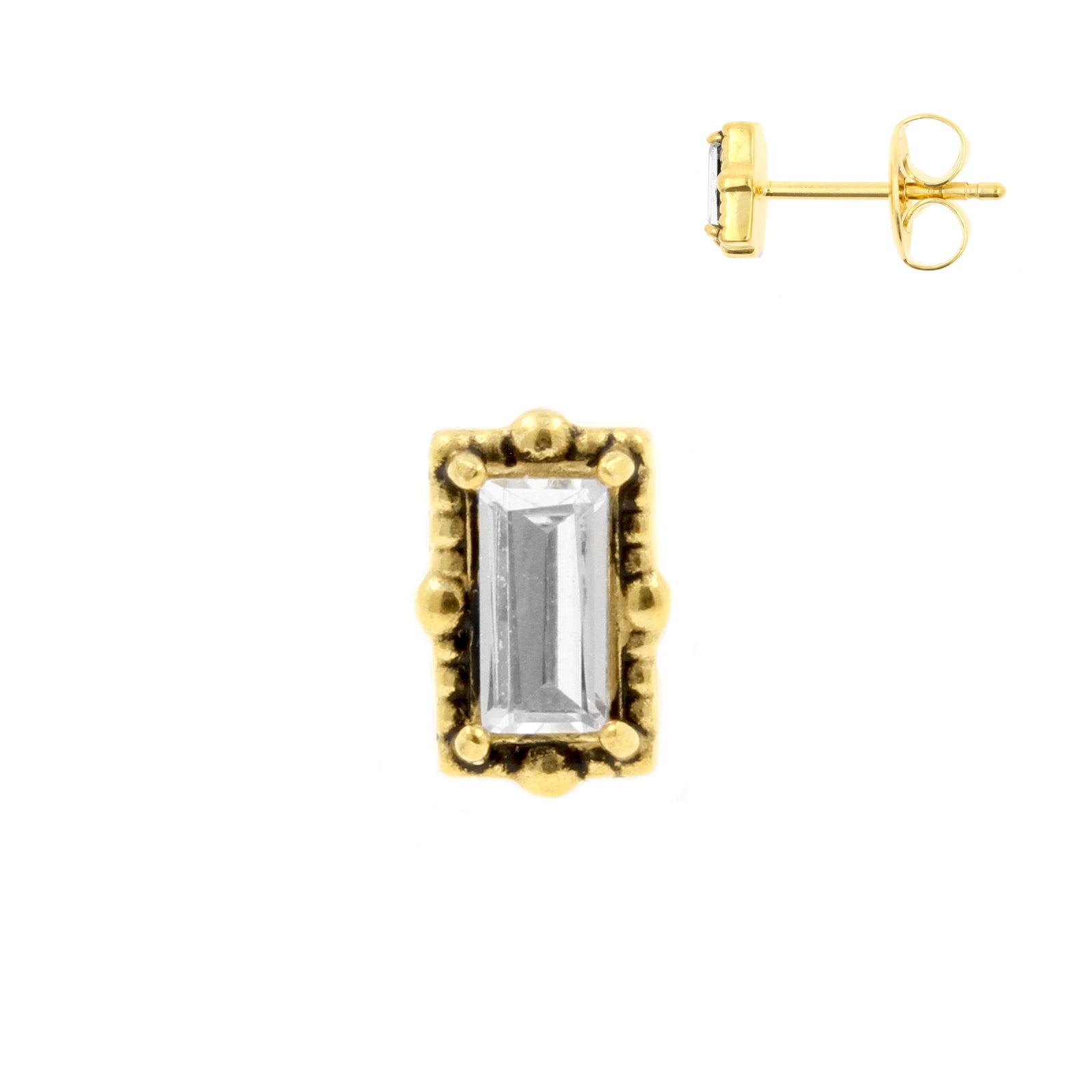 Chirurgisch Stalen Oorstekers - Vintage Rectangle Goud