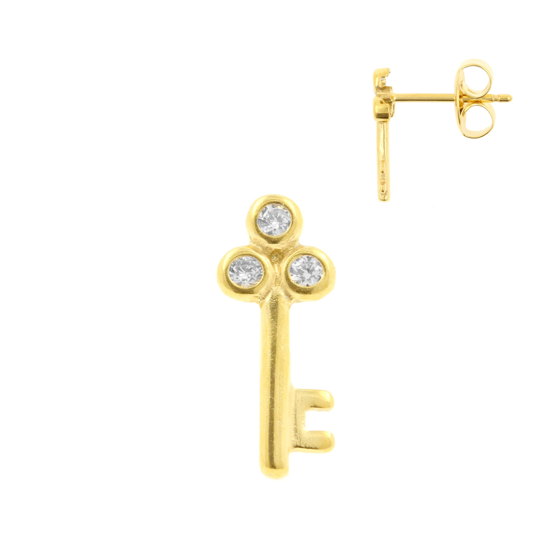 Chirurgisch Stalen Oorstekers - Zirkonia Key Goud