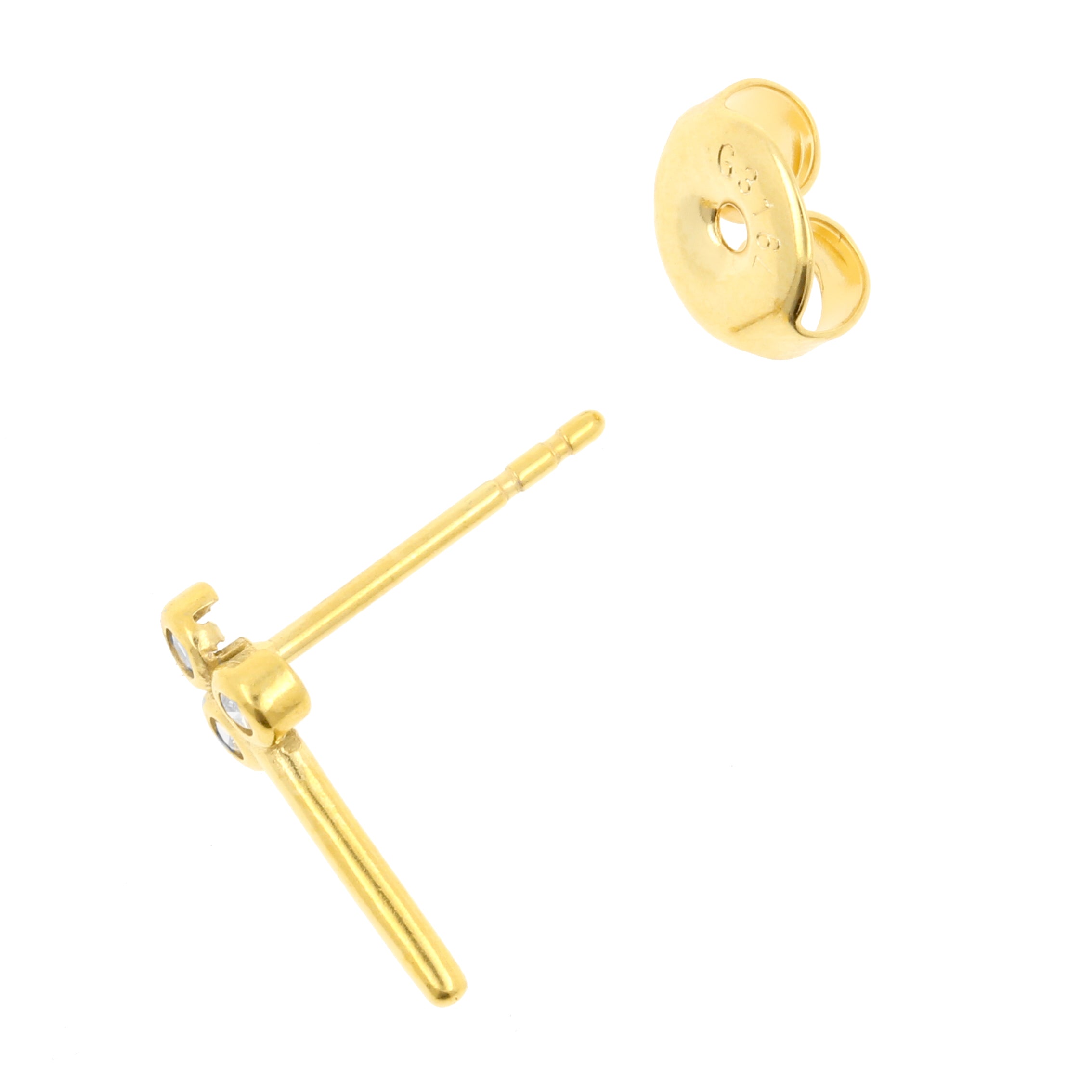 Chirurgisch Stalen Oorstekers - Zirkonia Key Goud