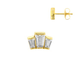Chirurgenstahl Ohrstecker – Zirkonia Trapez Gold