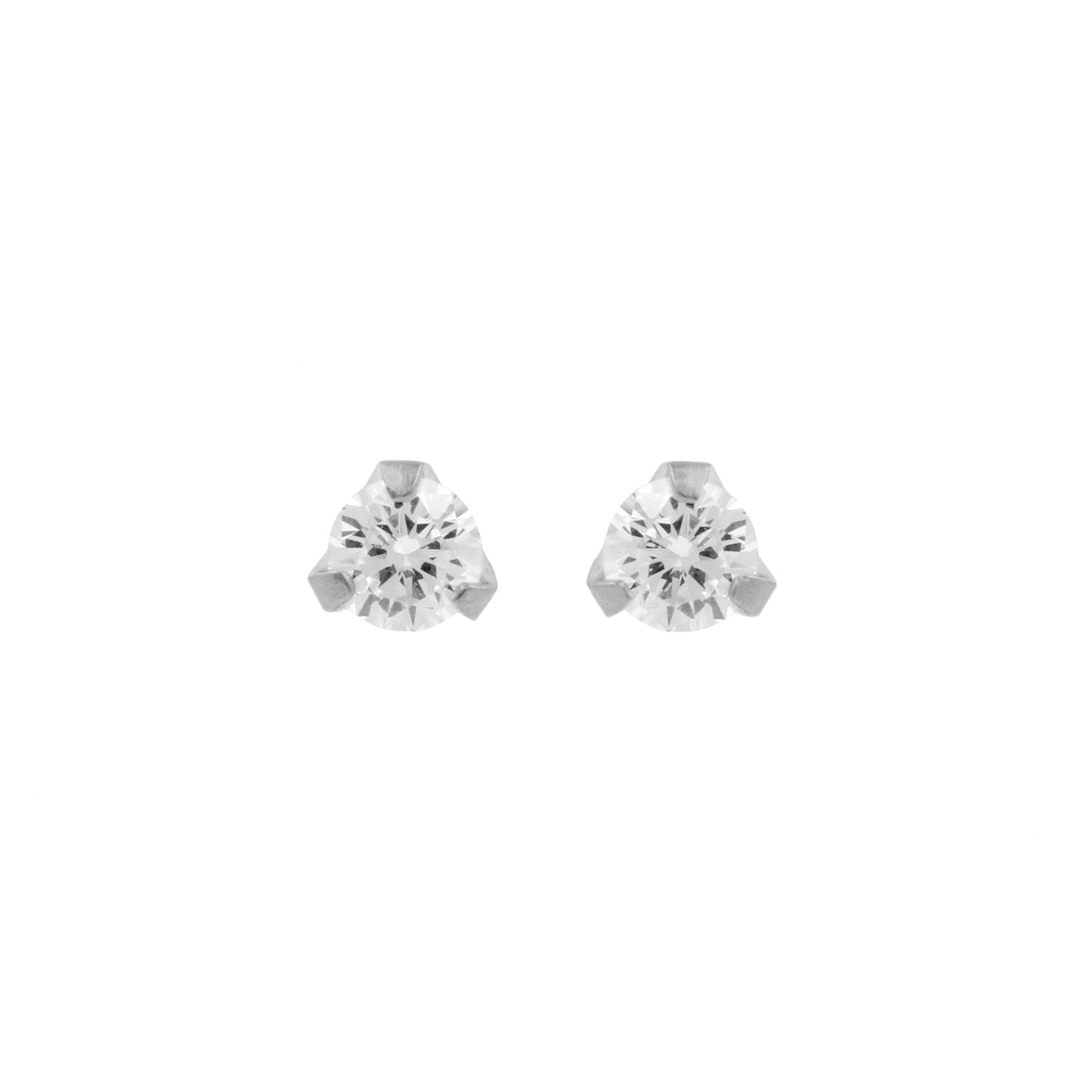 Chirurgisch Staal Oorbel Studs - Ronde Zirkonia Zilver