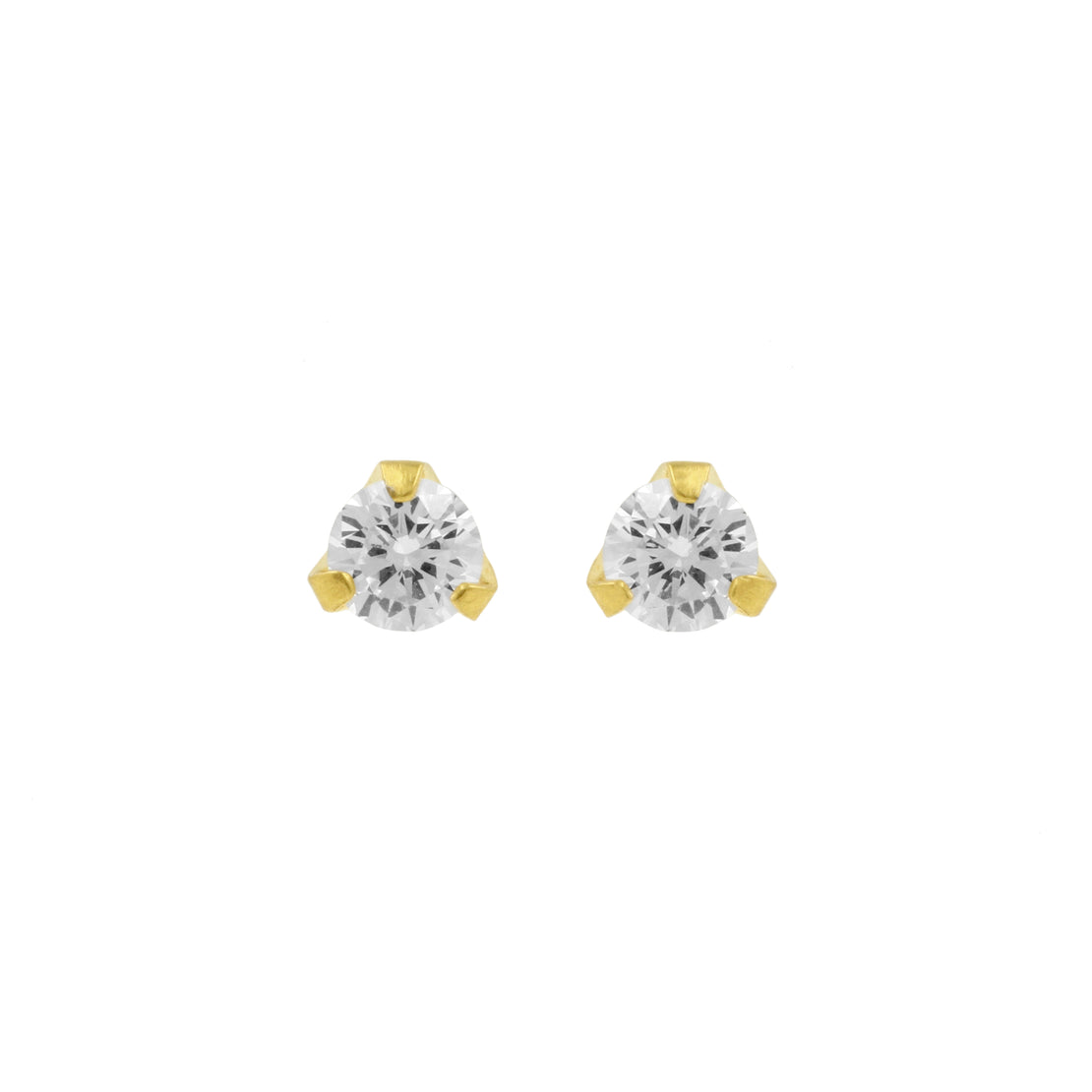 Chirurgisch Staal Oorbel Studs - Ronde Zirkonia Goud