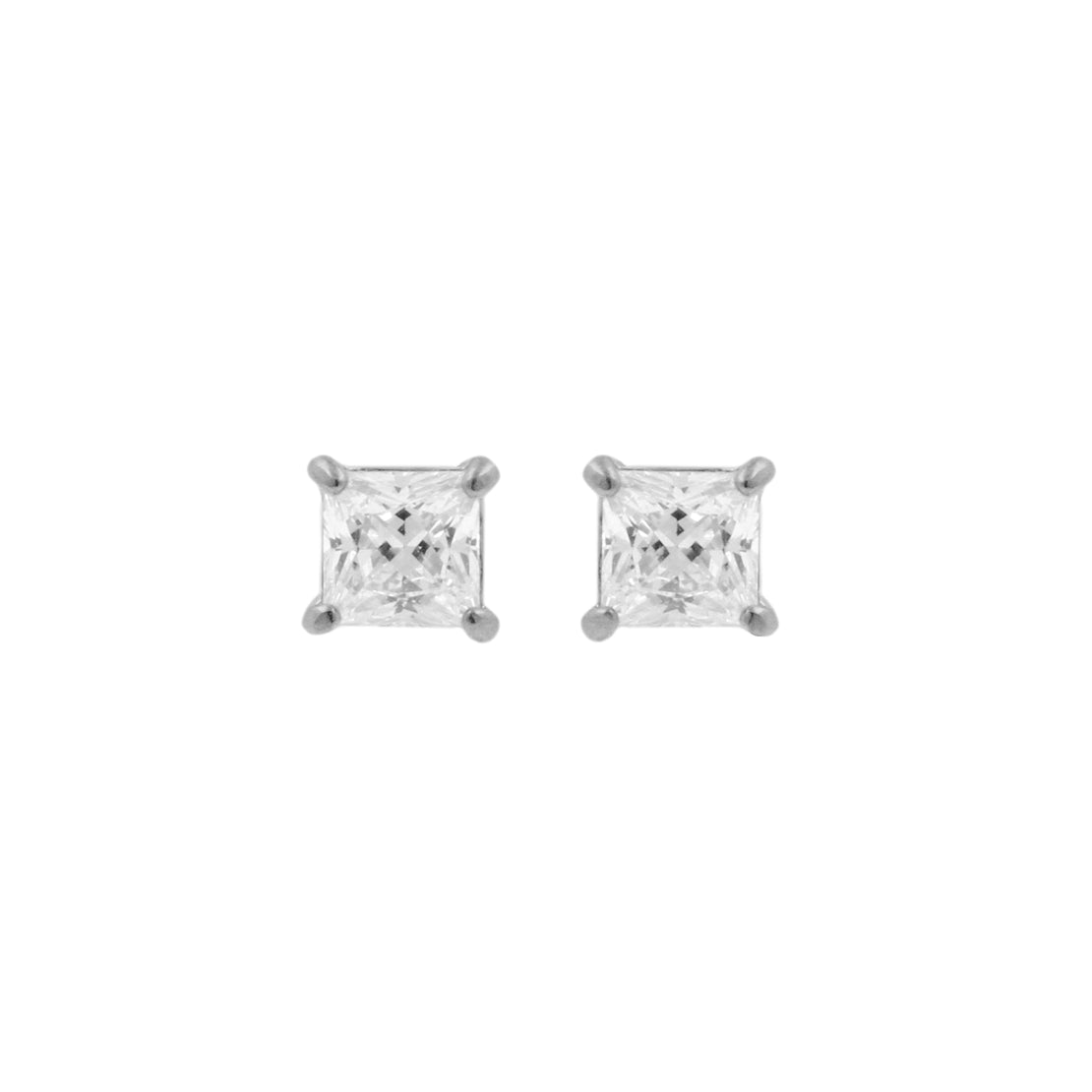 Chirurgisch Staal Oorbel Studs - Princess Zirkonia Zilver