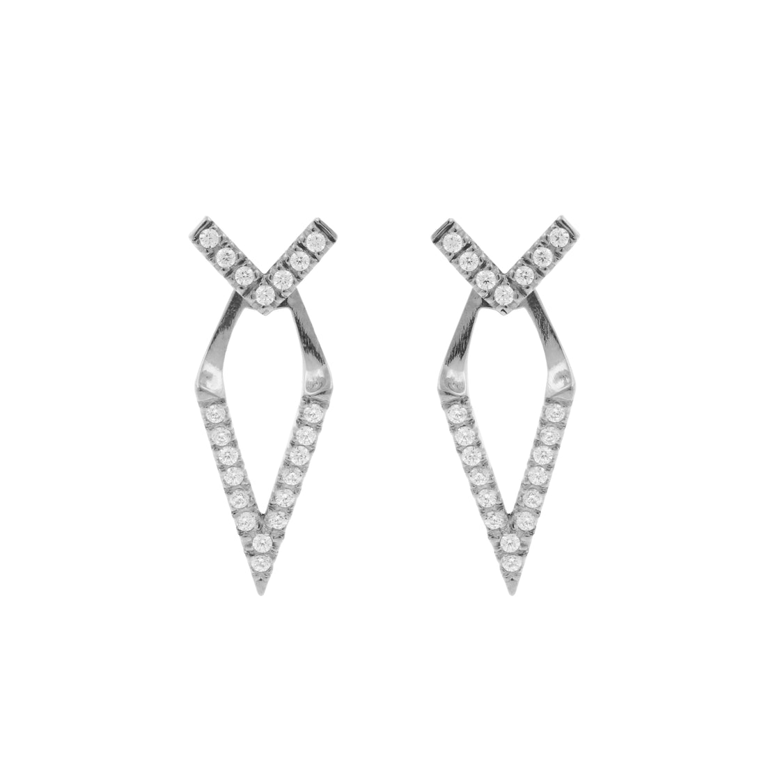 Chirurgisch Staal Zirkonia Oorbel Studs V-vormig met Jacket Zilver