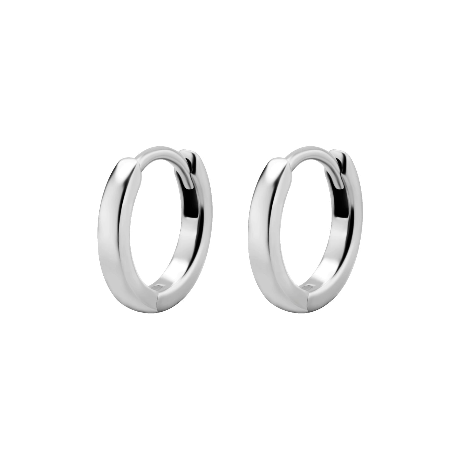 Surgical Steel Click Hoop Earrings - Silver