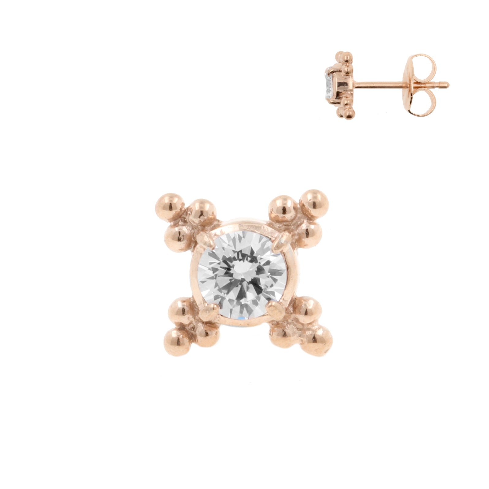 Chirurgisch Stalen Zirkonia Cluster Oorstekers Rose Goud