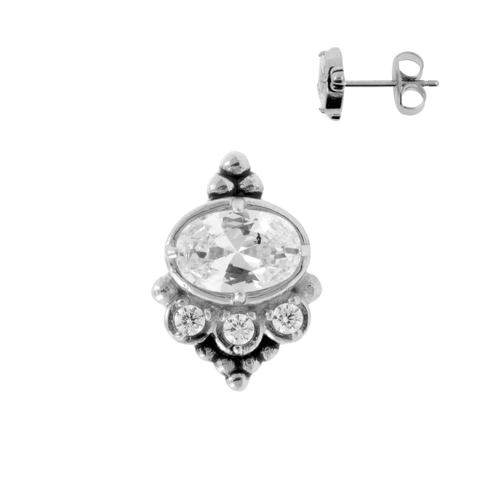 Chirurgisch Stalen Zirkonia Cluster Oorstekers Zilver