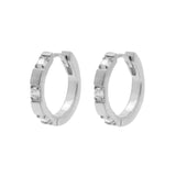 Chirurgische Edelstahl Click Hoop Ohrringe - Quadratische Zirkonia - Silber