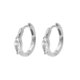 Chirurgischer Edelstahl Click Hoop Ohrringe - Zirkonia Tropfenform - Silber