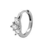Chirurgisch Stahl Click Hoop Ohrringe mit Marquise Zirkonia Silber