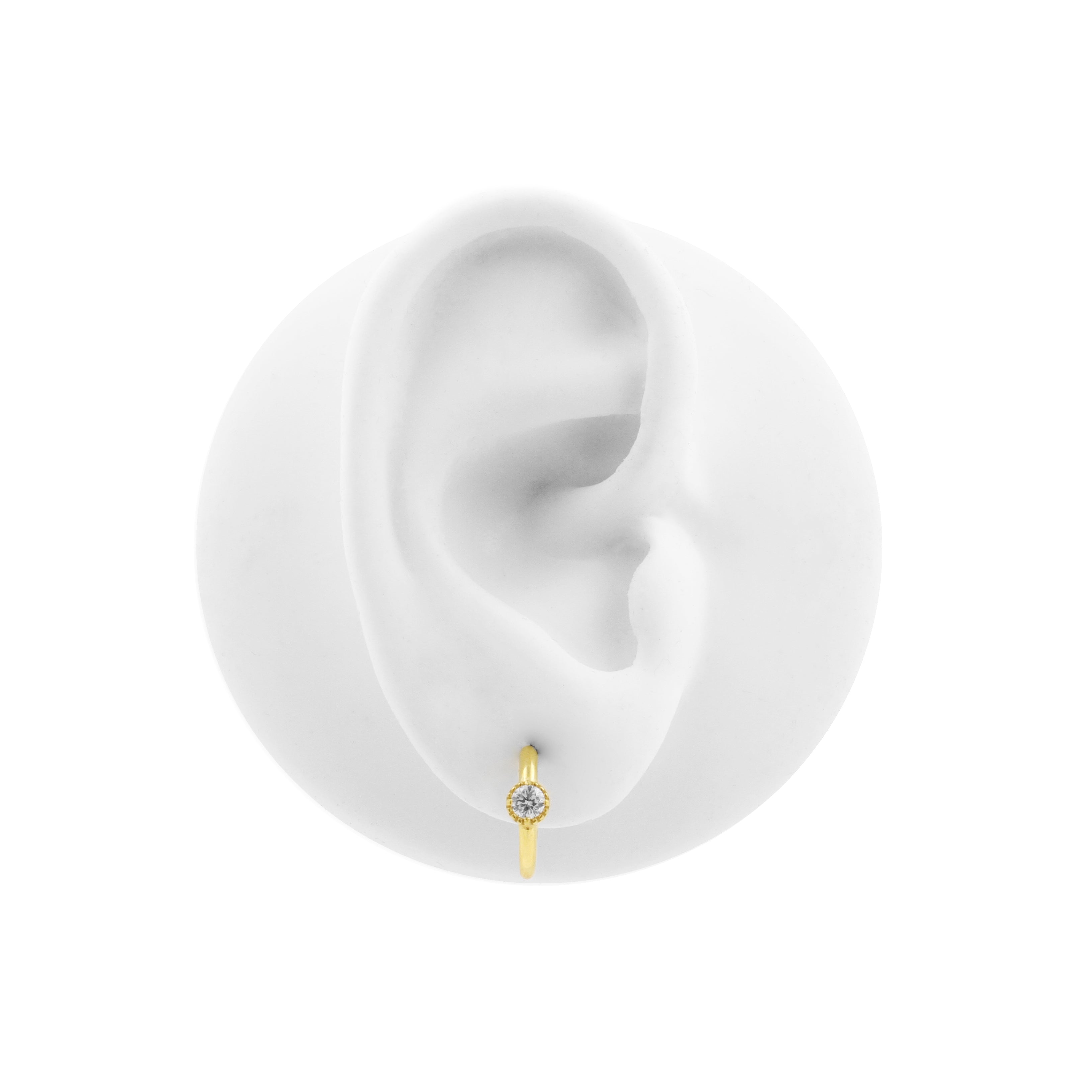 Surgical Steel Click Hoop Earrings - Zirconia Vintage - Gold