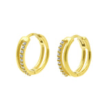 Chirurgischer Stahl Click Hoop Ohrringe - Zirkonia Double - Gold