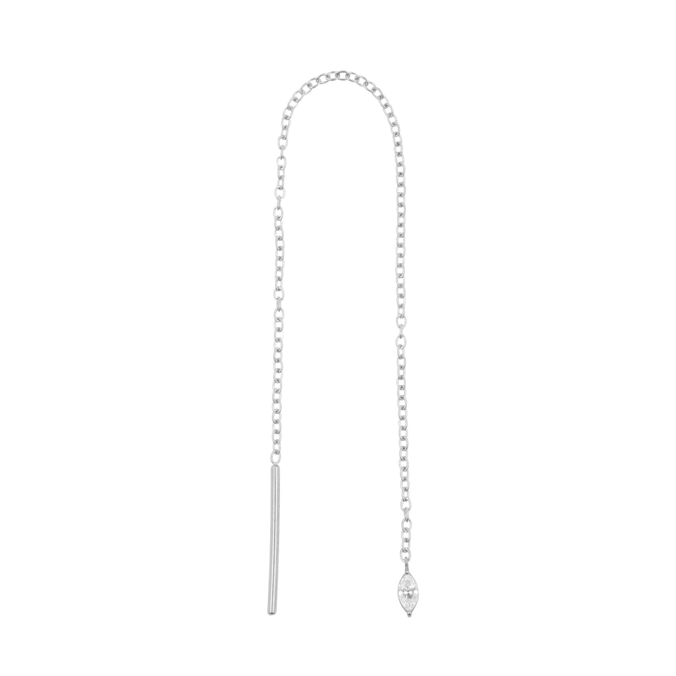 Chirurgisch Stalen Oor Threader - Zirkonia Marquise Zilver