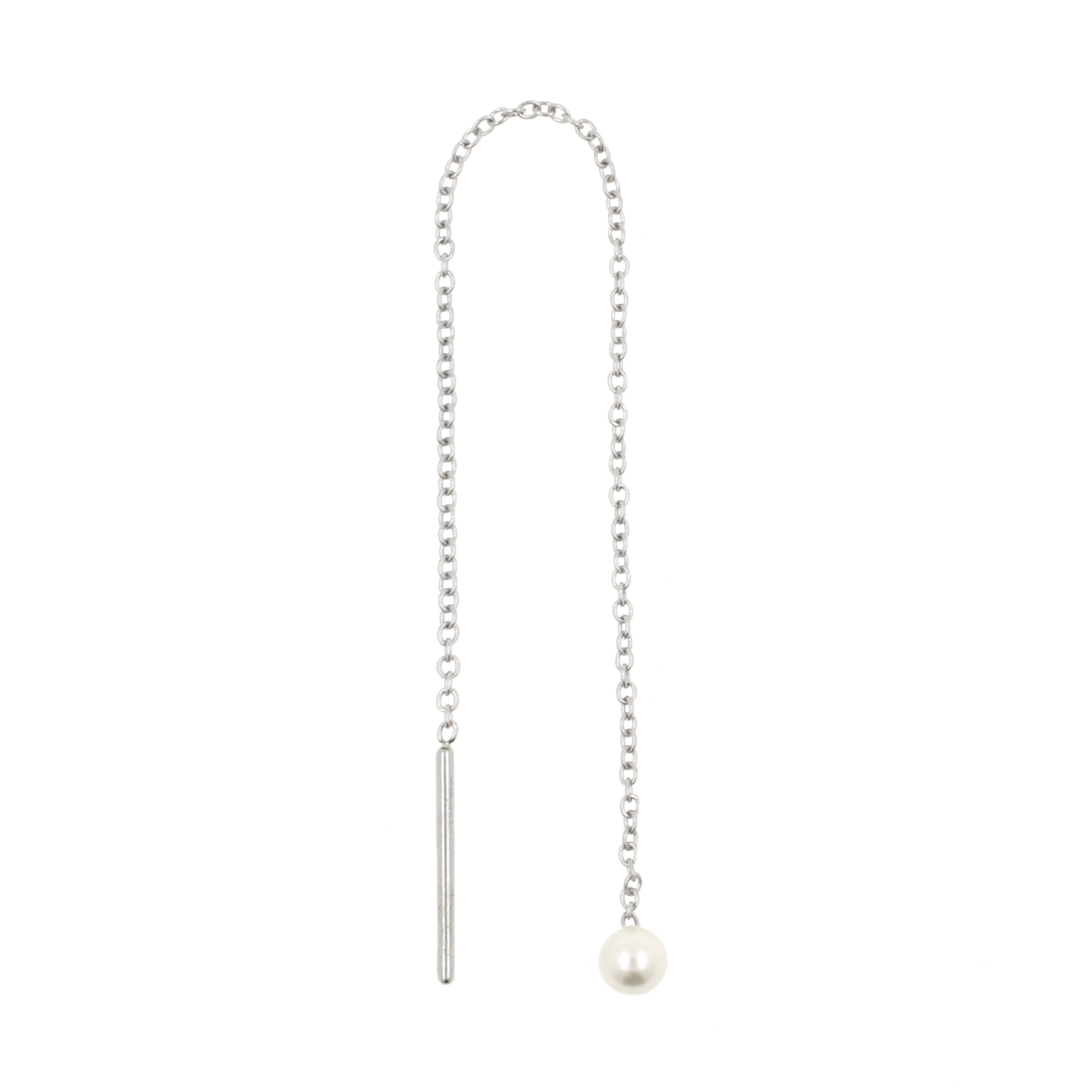Chirurgisch Stalen Oor Threader - Pearl Zilver