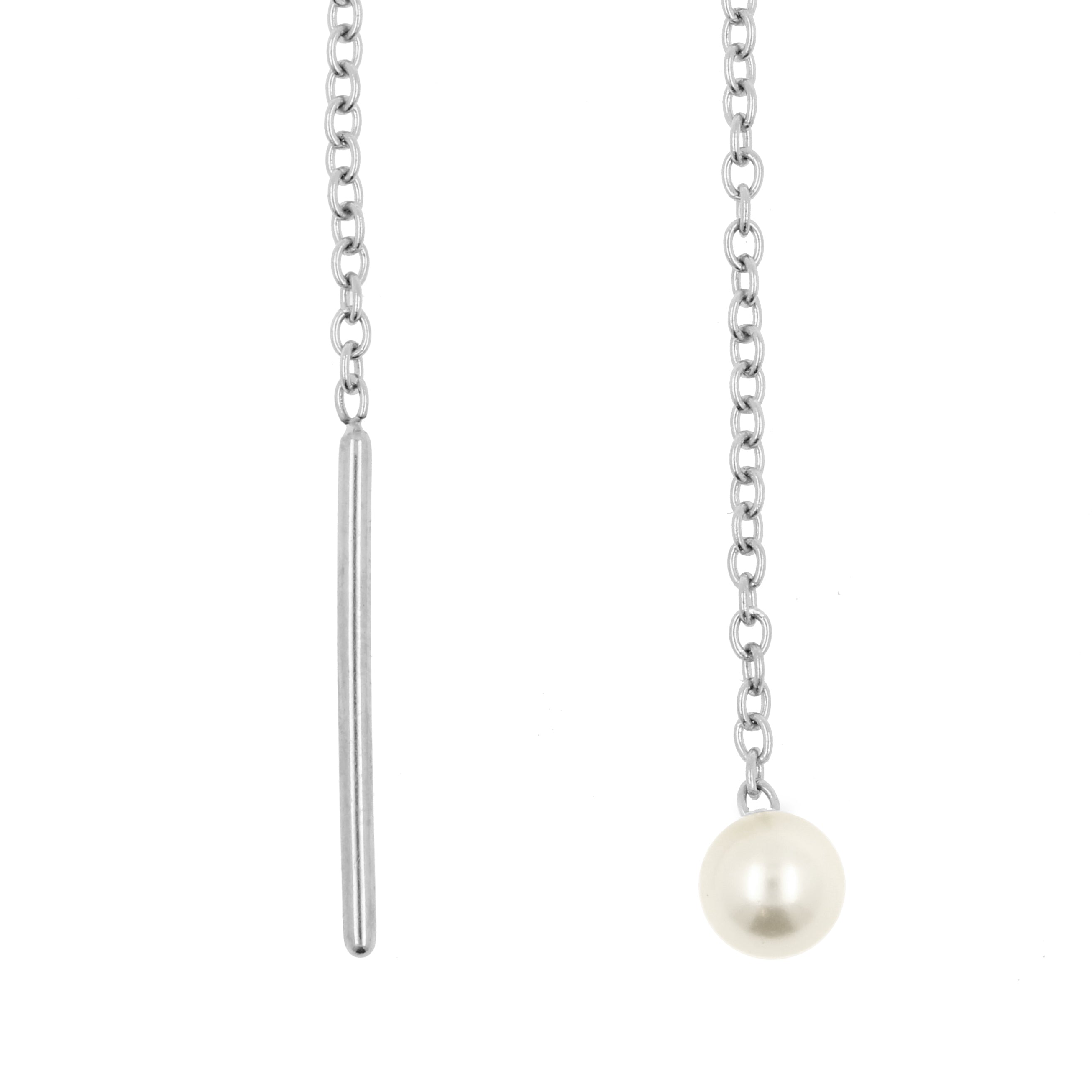 Chirurgisch Stalen Oor Threader - Pearl Zilver