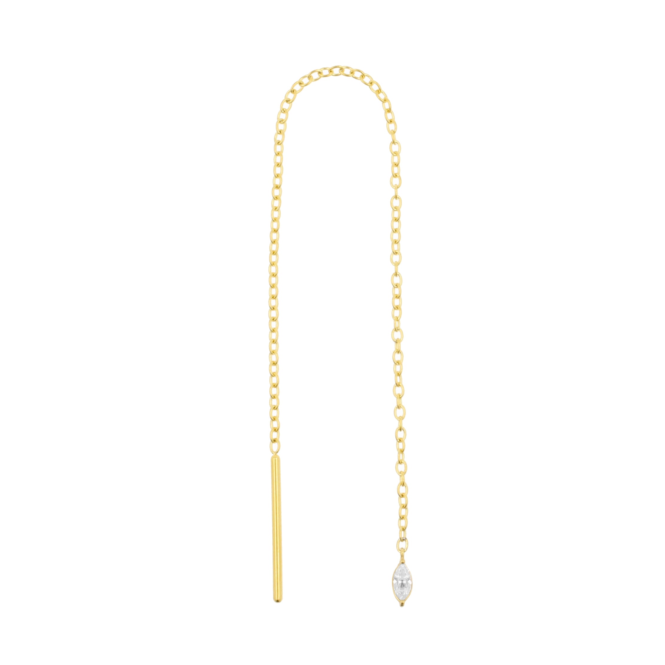 Chirurgisch Stalen Oor Threader - Zirkonia Marquise Goud