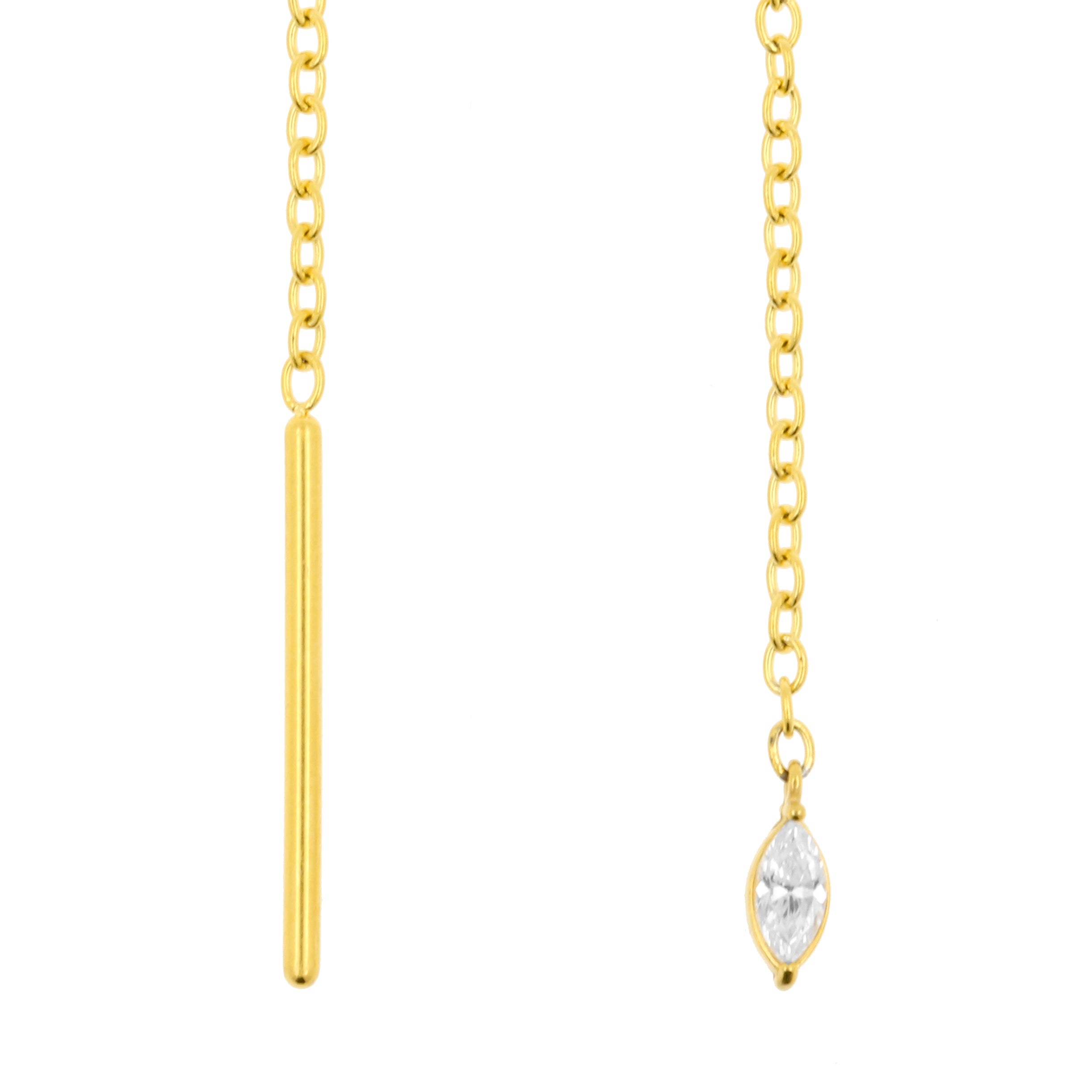 Chirurgisch Stalen Oor Threader - Zirkonia Marquise Goud