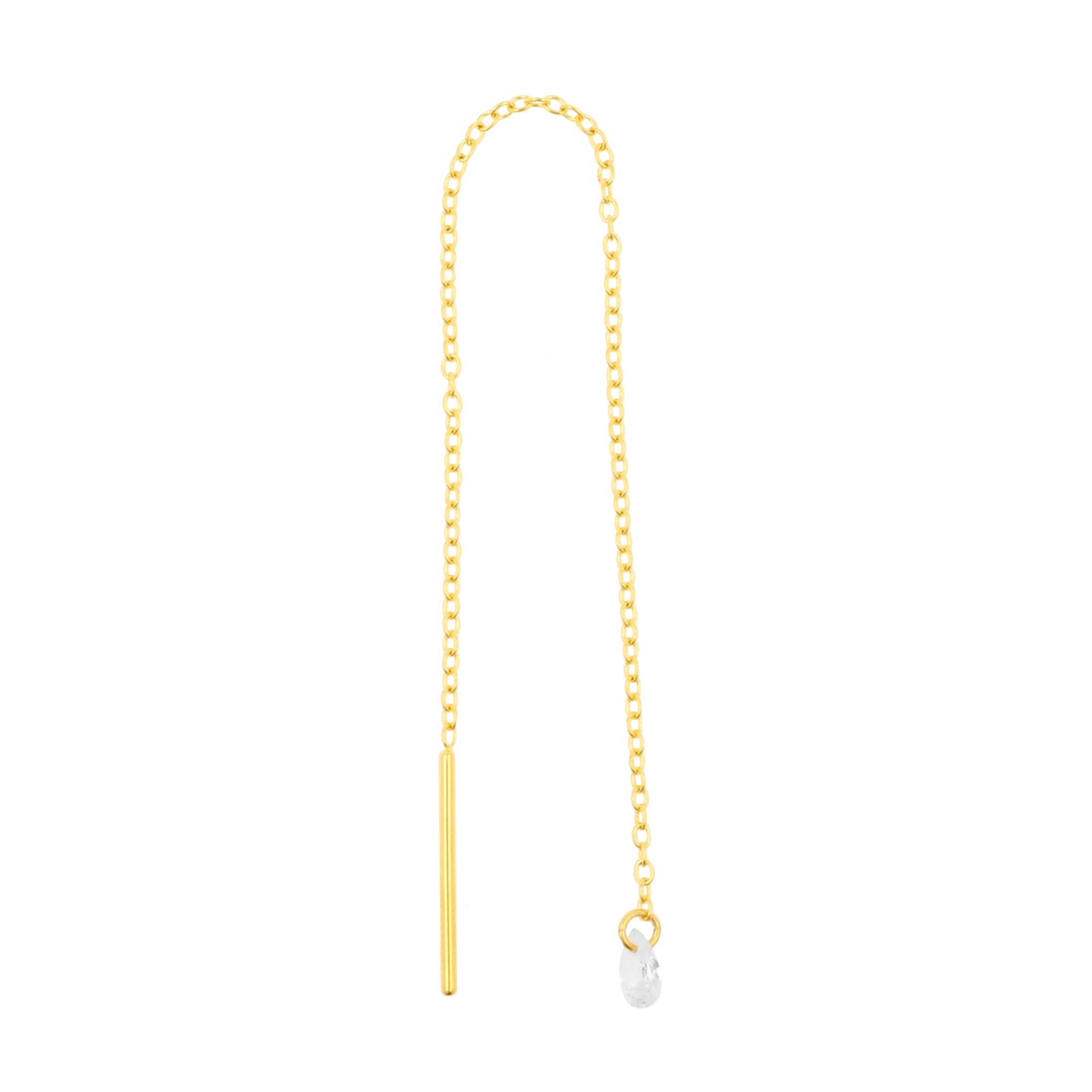 Chirurgisch Stalen Oor Threader - Zirkonia Jewel Goud