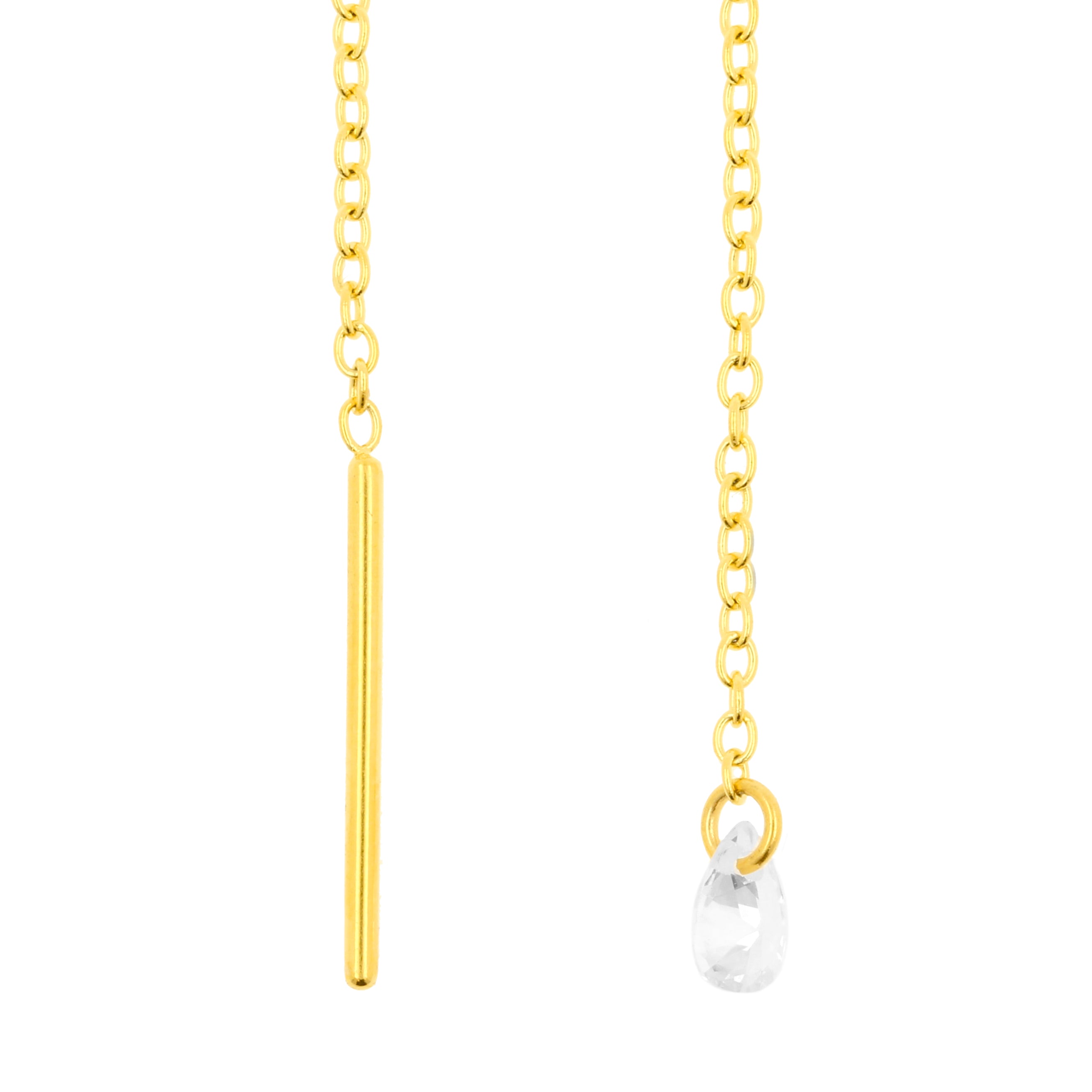 Chirurgisch Stalen Oor Threader - Zirkonia Jewel Goud