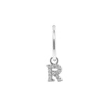 925 Silver Alphabet Letter Earring - R Silver