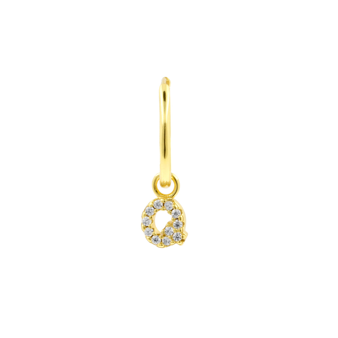 925 Silver Alphabet Letter Earring - Q Gold